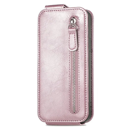 For iPhone 16 Case Zipper Wallet Phone Leather Cover Vertical Flip Closing