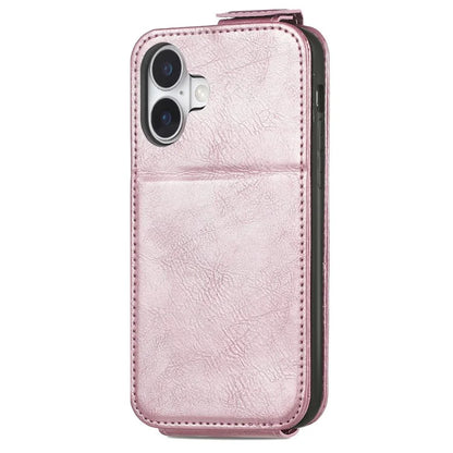 For iPhone 16 Case Zipper Wallet Phone Leather Cover Vertical Flip Closing