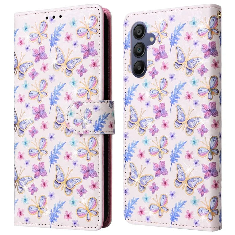 For Samsung Galaxy A16 5G Case RFID Blocking Flower Leather Phone Cover