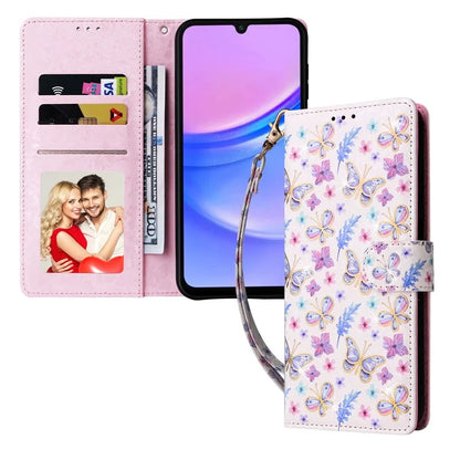 For Samsung Galaxy A16 5G Case RFID Blocking Flower Leather Phone Cover