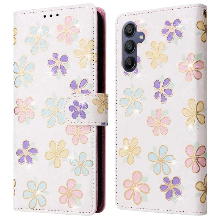 For Samsung Galaxy A16 5G Case RFID Blocking Flower Leather Phone Cover