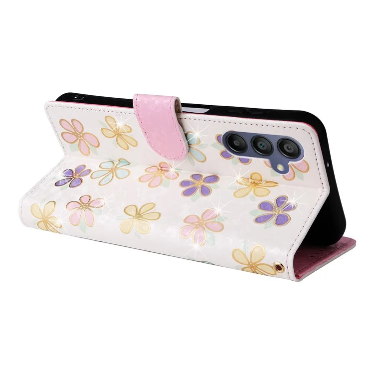 For Samsung Galaxy A16 5G Case RFID Blocking Flower Leather Phone Cover