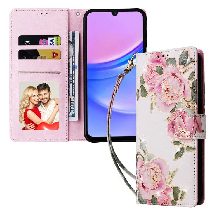 For Samsung Galaxy A16 5G Case RFID Blocking Flower Leather Phone Cover