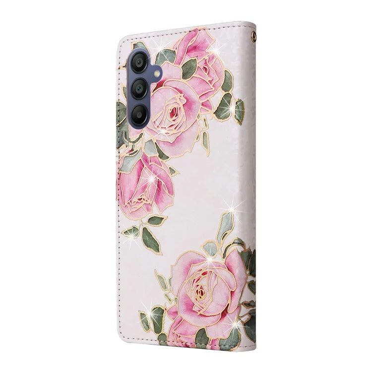 For Samsung Galaxy A16 5G Case RFID Blocking Flower Leather Phone Cover