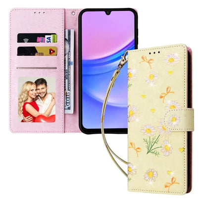 For Samsung Galaxy A16 5G Case RFID Blocking Flower Leather Phone Cover
