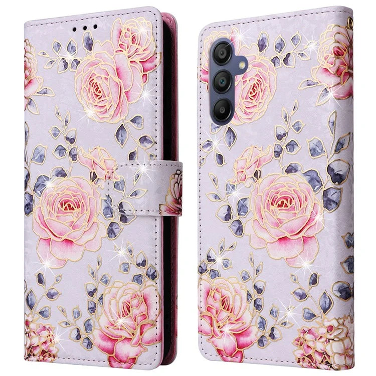 For Samsung Galaxy A16 5G Case RFID Blocking Flower Leather Phone Cover