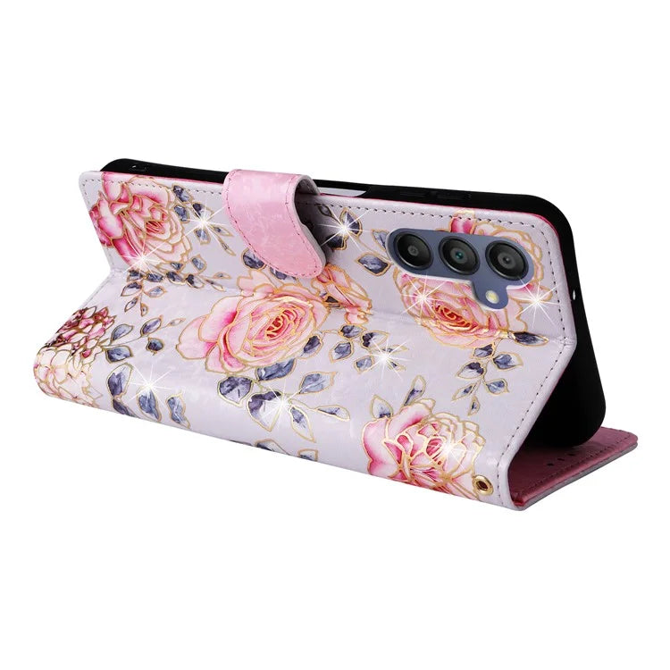 For Samsung Galaxy A16 5G Case RFID Blocking Flower Leather Phone Cover