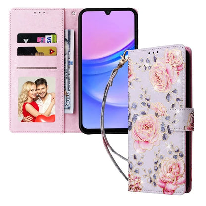 For Samsung Galaxy A16 5G Case RFID Blocking Flower Leather Phone Cover