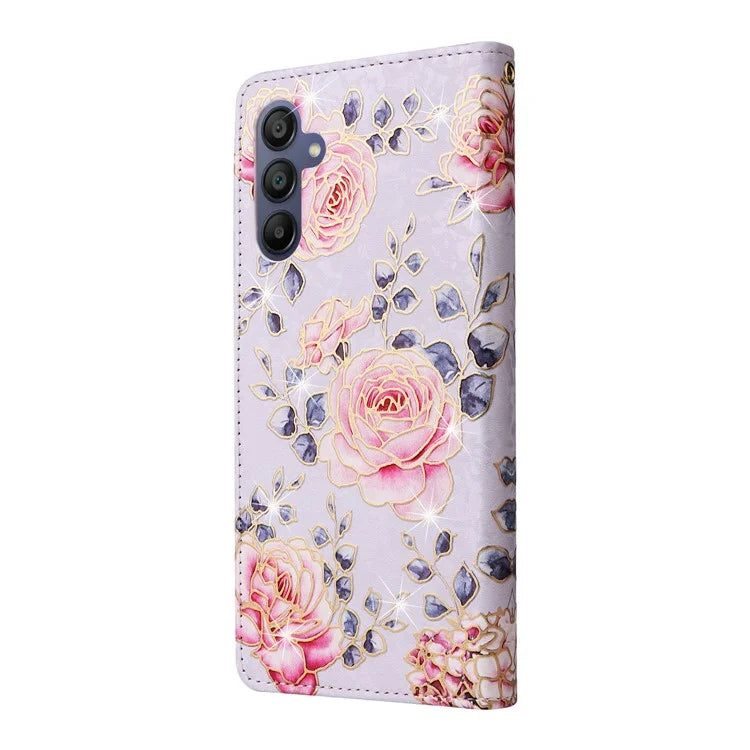 For Samsung Galaxy A16 5G Case RFID Blocking Flower Leather Phone Cover