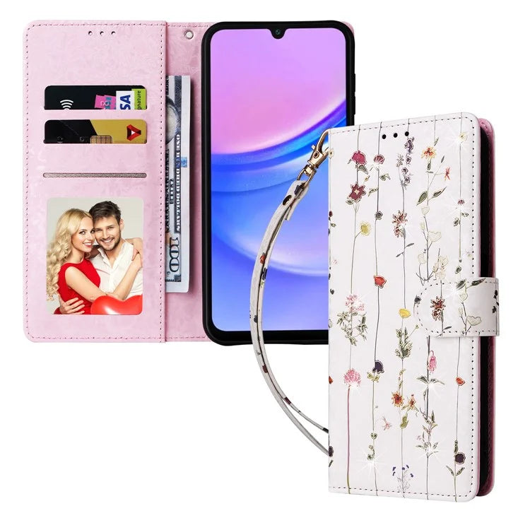 For Samsung Galaxy A16 5G Case RFID Blocking Flower Leather Phone Cover