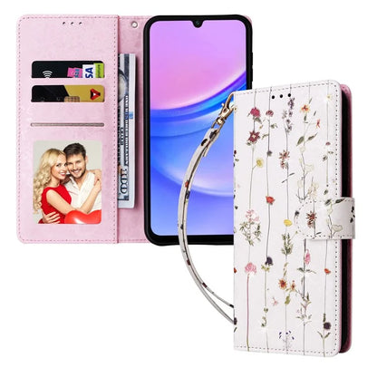 For Samsung Galaxy A16 5G Case RFID Blocking Flower Leather Phone Cover