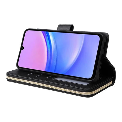 For Samsung Galaxy A16 5G Case Zipper Pocket PU Leather Phone Cover with Hand Strap