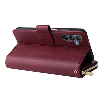 For Samsung Galaxy A16 5G Case Zipper Pocket PU Leather Phone Cover with Hand Strap