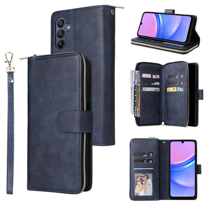 For Samsung Galaxy A16 5G Case Zipper Pocket PU Leather Phone Cover with Hand Strap