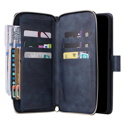 For Samsung Galaxy A16 5G Case Zipper Pocket PU Leather Phone Cover with Hand Strap