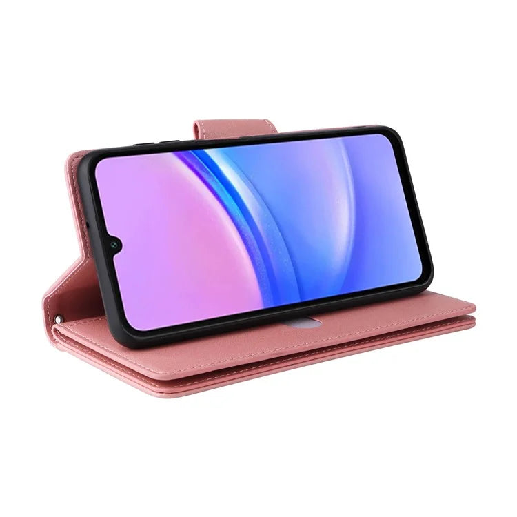 For Samsung Galaxy A16 5G Case Zipper Wallet Leather Stand Phone Cover Rivet Decor