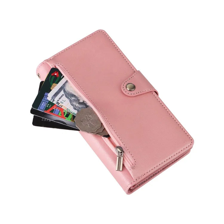 For Samsung Galaxy A16 5G Case Zipper Wallet Leather Stand Phone Cover Rivet Decor
