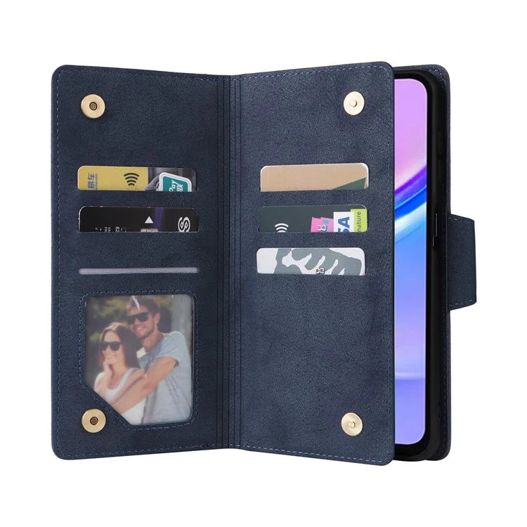 For Samsung Galaxy A16 5G Case Zipper Wallet Leather Stand Phone Cover Rivet Decor