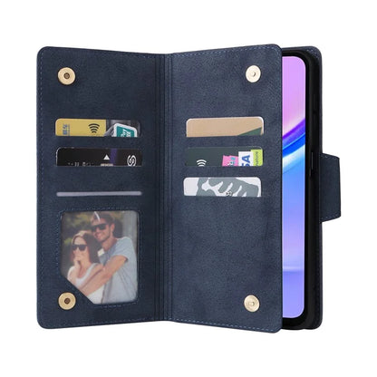For Samsung Galaxy A16 5G Case Zipper Wallet Leather Stand Phone Cover Rivet Decor