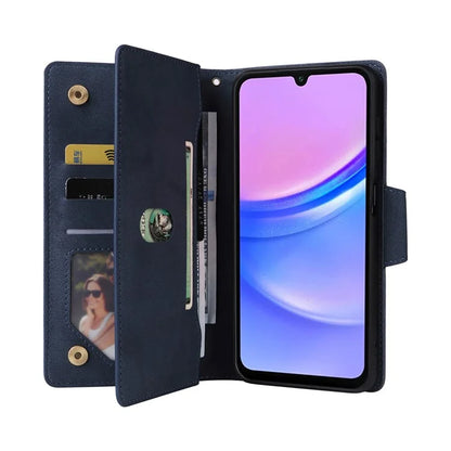For Samsung Galaxy A16 5G Case Zipper Wallet Leather Stand Phone Cover Rivet Decor
