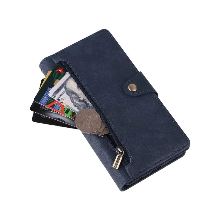 For Samsung Galaxy A16 5G Case Zipper Wallet Leather Stand Phone Cover Rivet Decor