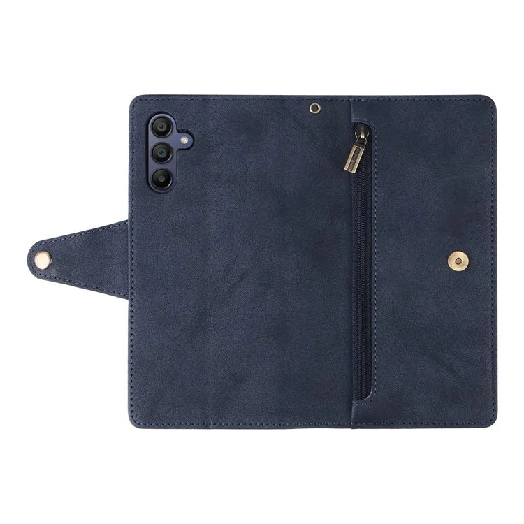 For Samsung Galaxy A16 5G Case Zipper Wallet Leather Stand Phone Cover Rivet Decor