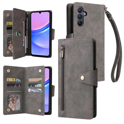 For Samsung Galaxy A16 5G Case Zipper Wallet Leather Stand Phone Cover Rivet Decor
