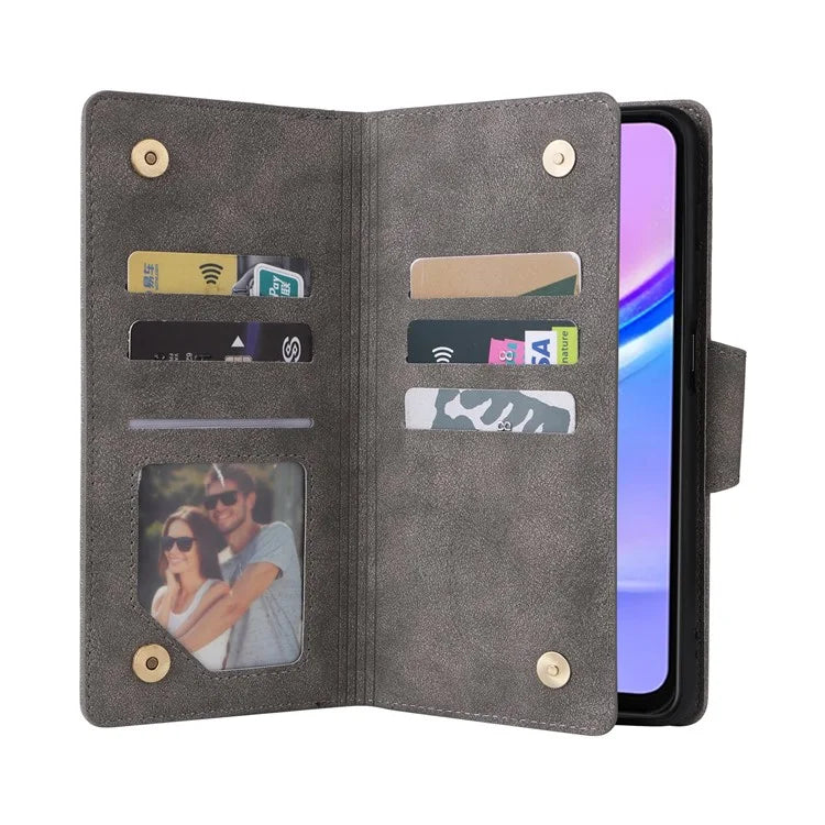 For Samsung Galaxy A16 5G Case Zipper Wallet Leather Stand Phone Cover Rivet Decor