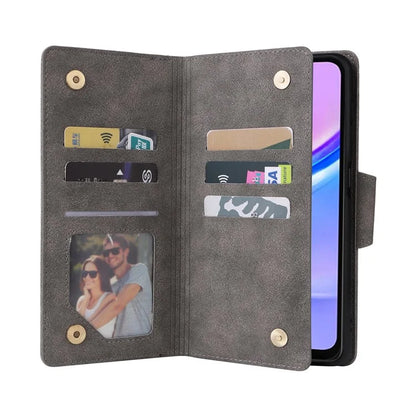 For Samsung Galaxy A16 5G Case Zipper Wallet Leather Stand Phone Cover Rivet Decor