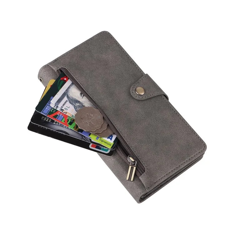 For Samsung Galaxy A16 5G Case Zipper Wallet Leather Stand Phone Cover Rivet Decor