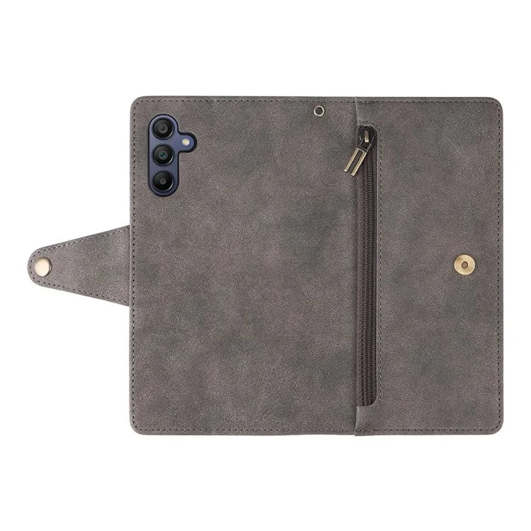 For Samsung Galaxy A16 5G Case Zipper Wallet Leather Stand Phone Cover Rivet Decor