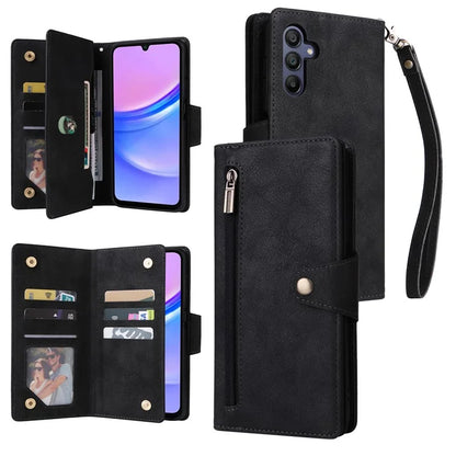 For Samsung Galaxy A16 5G Case Zipper Wallet Leather Stand Phone Cover Rivet Decor