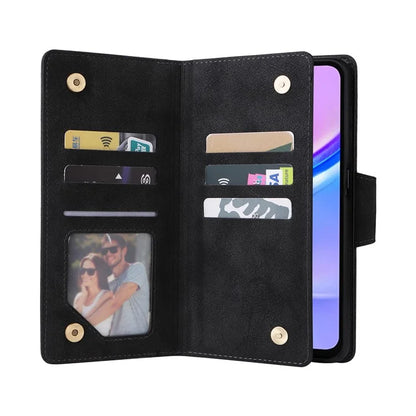 For Samsung Galaxy A16 5G Case Zipper Wallet Leather Stand Phone Cover Rivet Decor