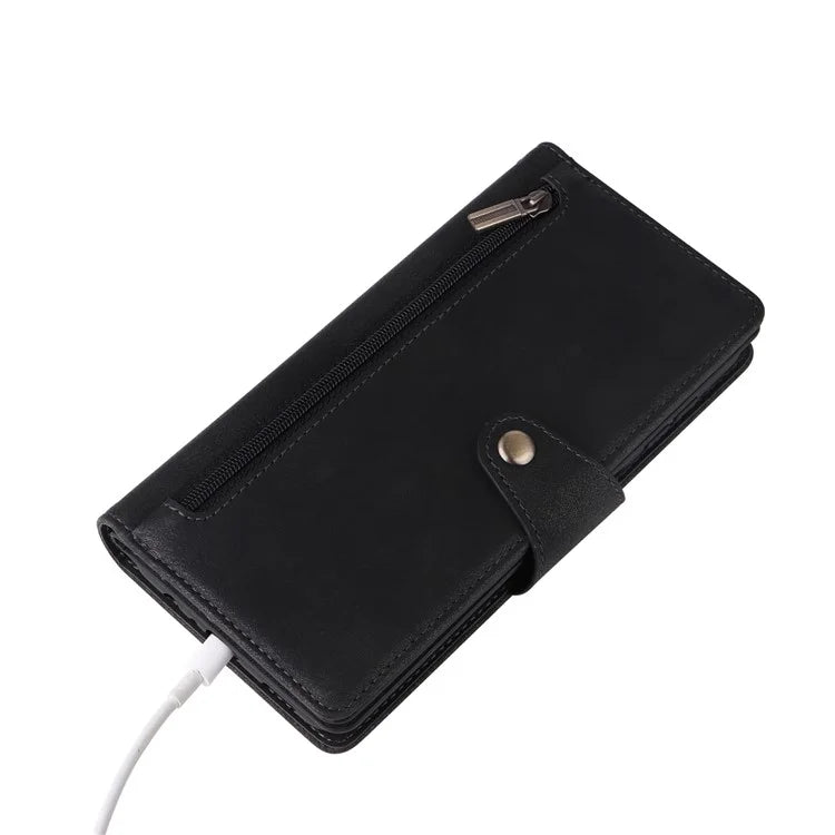 For Samsung Galaxy A16 5G Case Zipper Wallet Leather Stand Phone Cover Rivet Decor