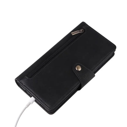 For Samsung Galaxy A16 5G Case Zipper Wallet Leather Stand Phone Cover Rivet Decor