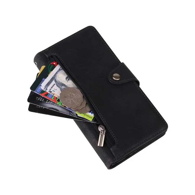 For Samsung Galaxy A16 5G Case Zipper Wallet Leather Stand Phone Cover Rivet Decor