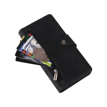 For Samsung Galaxy A16 5G Case Zipper Wallet Leather Stand Phone Cover Rivet Decor
