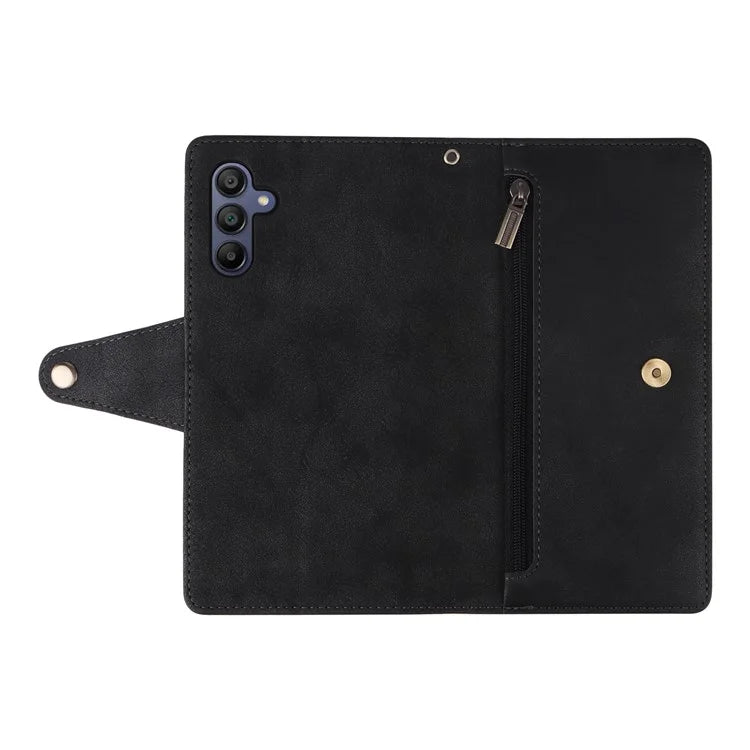 For Samsung Galaxy A16 5G Case Zipper Wallet Leather Stand Phone Cover Rivet Decor