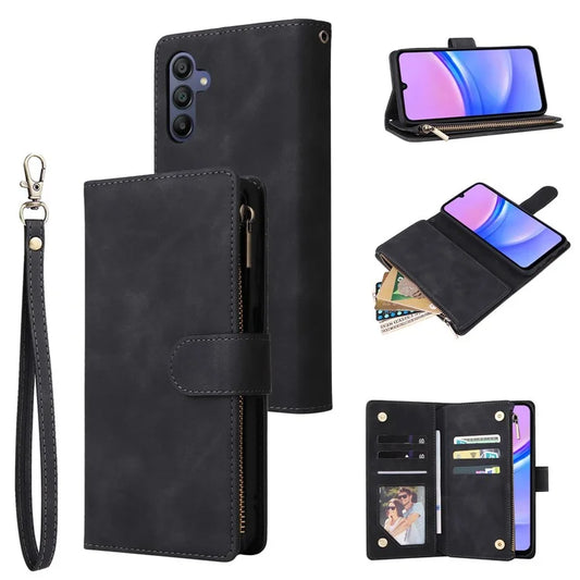 For Samsung Galaxy A16 5G Case Zipper Wallet Multiple Card Slots Leather Phone Cover