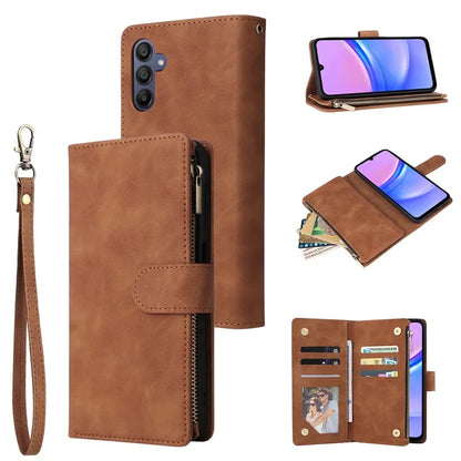 For Samsung Galaxy A16 5G Case Zipper Wallet Multiple Card Slots Leather Phone Cover