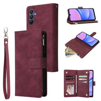 For Samsung Galaxy A16 5G Case Zipper Wallet Multiple Card Slots Leather Phone Cover