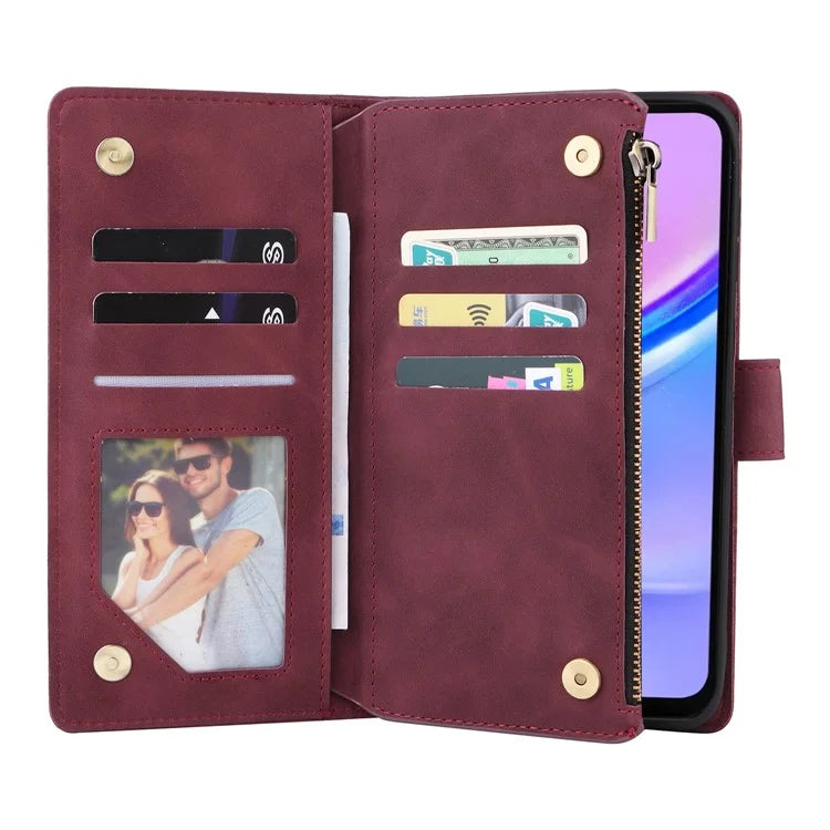 For Samsung Galaxy A16 5G Case Zipper Wallet Multiple Card Slots Leather Phone Cover