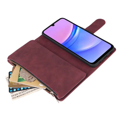 For Samsung Galaxy A16 5G Case Zipper Wallet Multiple Card Slots Leather Phone Cover