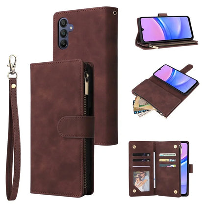 For Samsung Galaxy A16 5G Case Zipper Wallet Multiple Card Slots Leather Phone Cover