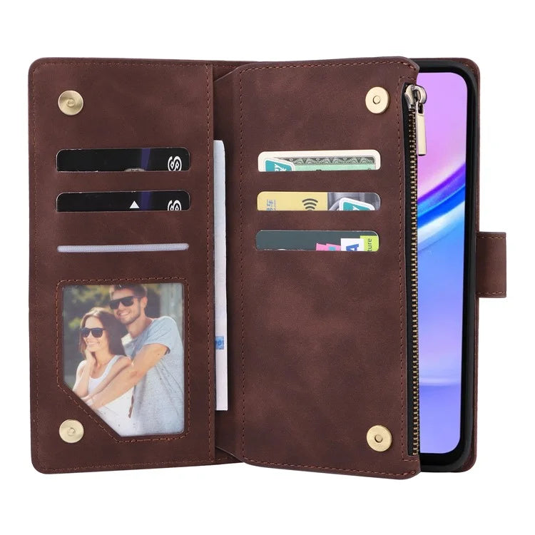 For Samsung Galaxy A16 5G Case Zipper Wallet Multiple Card Slots Leather Phone Cover