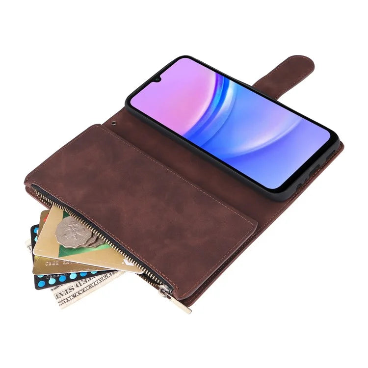 For Samsung Galaxy A16 5G Case Zipper Wallet Multiple Card Slots Leather Phone Cover