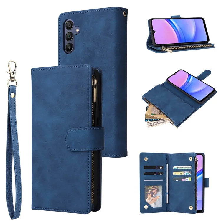 For Samsung Galaxy A16 5G Case Zipper Wallet Multiple Card Slots Leather Phone Cover