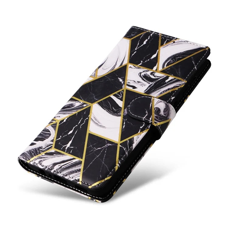For Samsung Galaxy A16 5G Case Lacquered Marble Pattern Leather Phone Cover