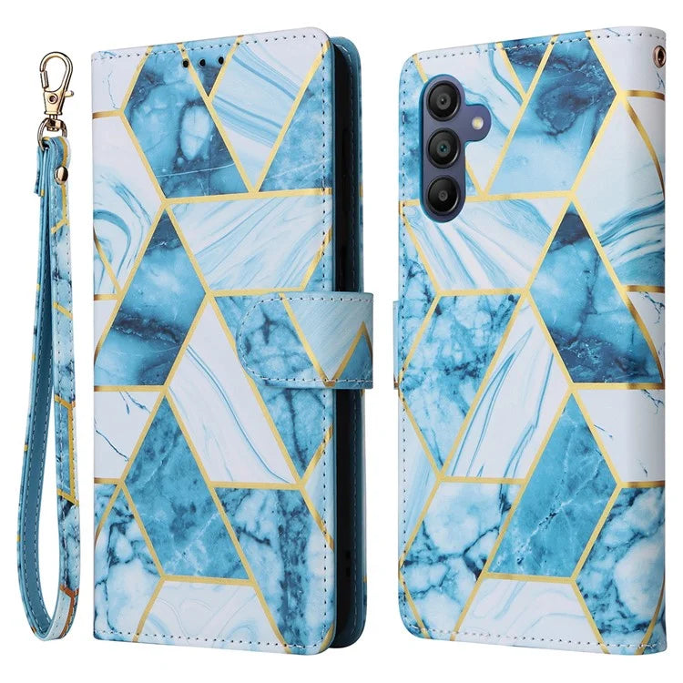 For Samsung Galaxy A16 5G Case Lacquered Marble Pattern Leather Phone Cover