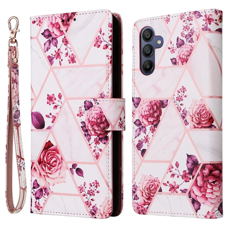 For Samsung Galaxy A16 5G Case Lacquered Marble Pattern Leather Phone Cover